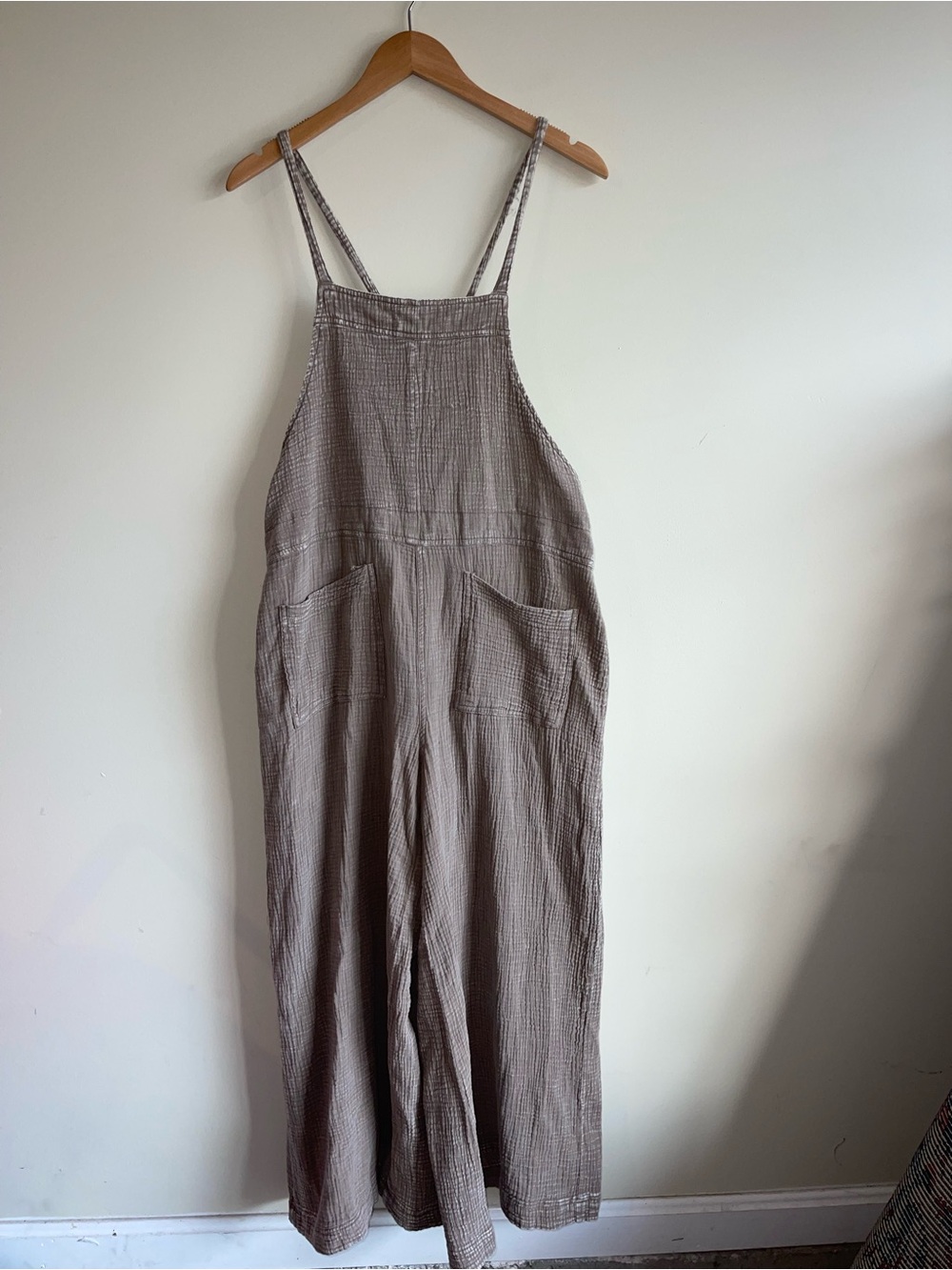 easel Neutral Taupe Gauze Utility Jumpsuit
